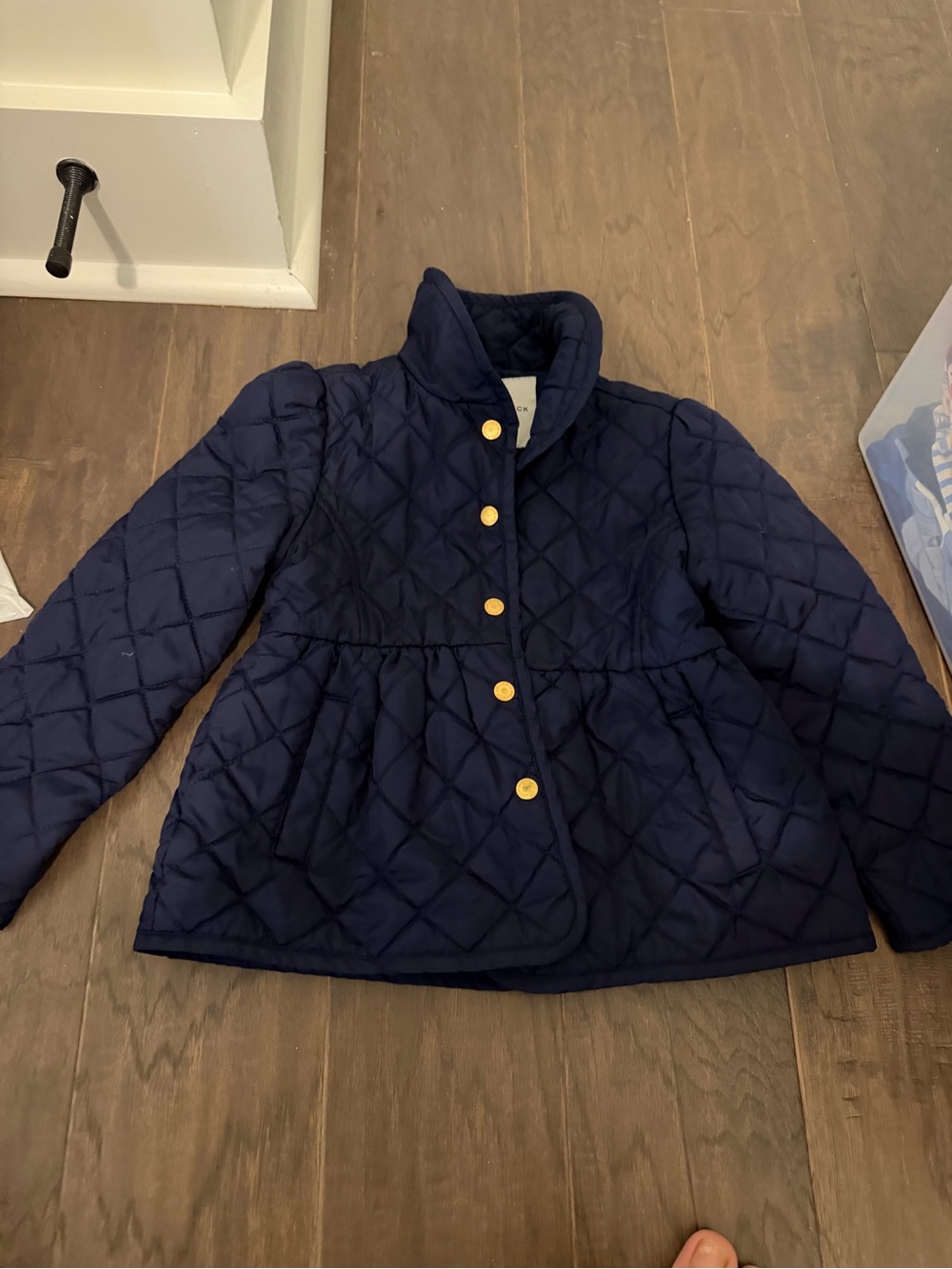 Janie and Jack Navy Quilted Puffer Jacket with Gold Buttons